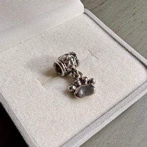 Silver Dangle Bead Charm Dog Paw Print for Bracelet Necklace Pendant Jewelry